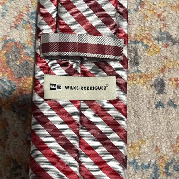 Wilke-Rodriguez silky red plaid tie - Picture 3 of 4
